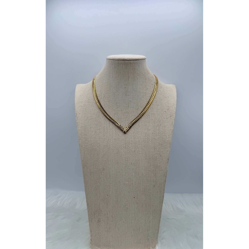 Joan Rivers Gold Tone Herringbone Chevron V-Shape Chain Necklace 18 Inch